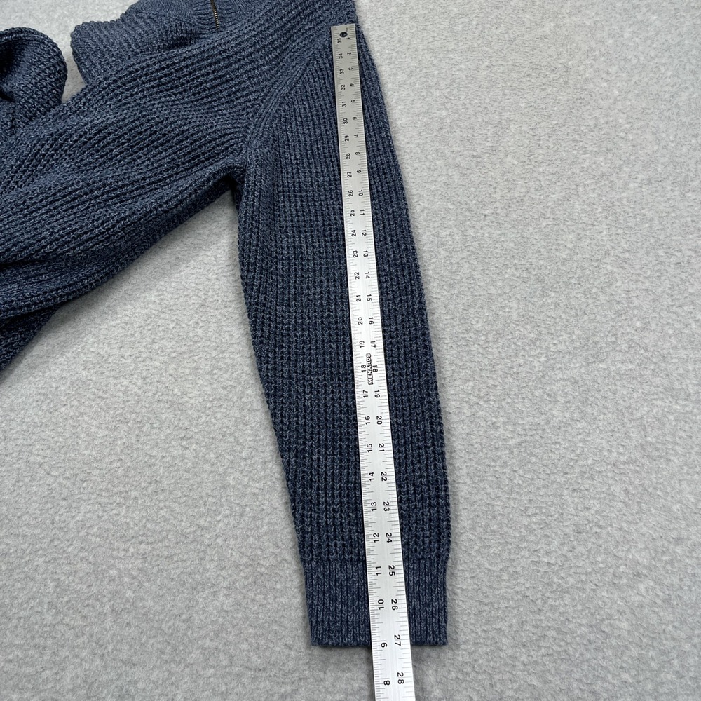 LL Bean Organic Cotton Waffle Sweater Mens XL Blue Fisherman 1/4 Zip Pullover - Picture 5 of 10